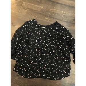 Maurices‎ Black Sheer Blouse Size 1x Lightweight 3/4 Sleeve Womens Top